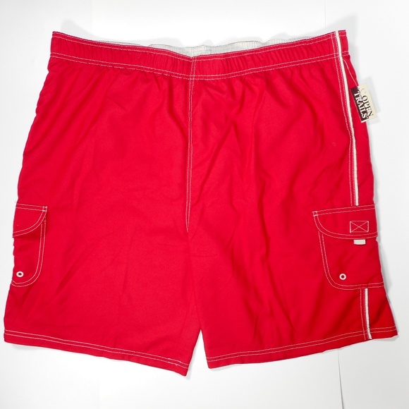 NWT Mens Red Swim Trunks Board Shorts Mesh Liner - Picture 1 of 9